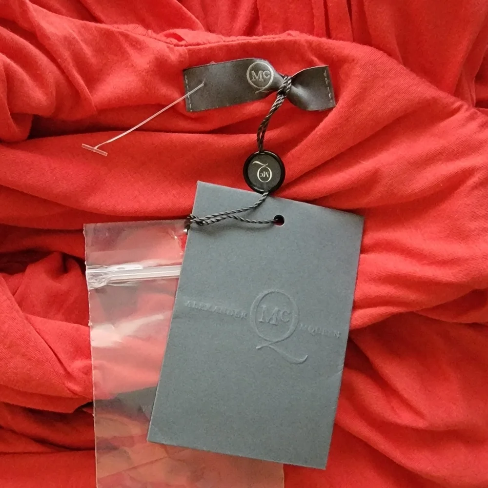 NWT Authentic Alexander Mcqueen McQ Red Dress w Black Belt Size Large - Picture 6 of 7